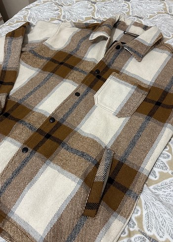 Düğmeli Kahverengi Gri Ekose Uzun Kollu Gömlek - Görsel 3