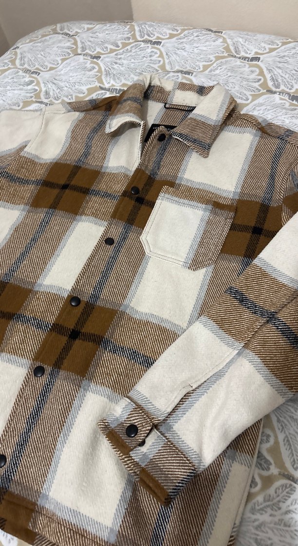 Düğmeli Kahverengi Gri Ekose Uzun Kollu Gömlek - Görsel 4