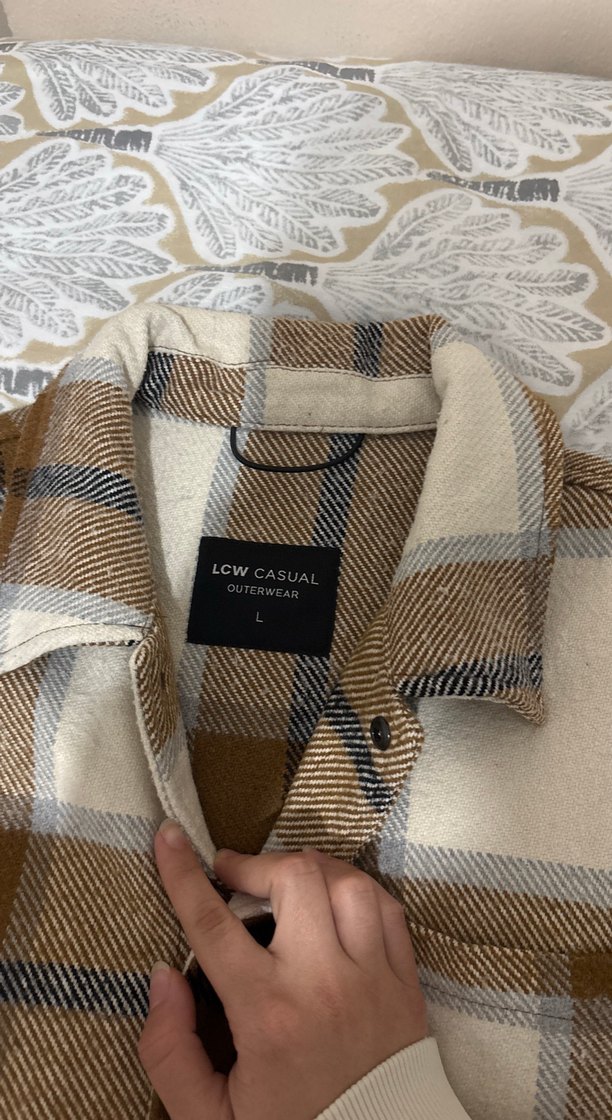 Düğmeli Kahverengi Gri Ekose Uzun Kollu Gömlek - Görsel 5