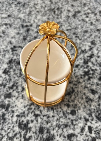 Altın Renkli İki Katlı Seramik Sunumluk - Görsel 3