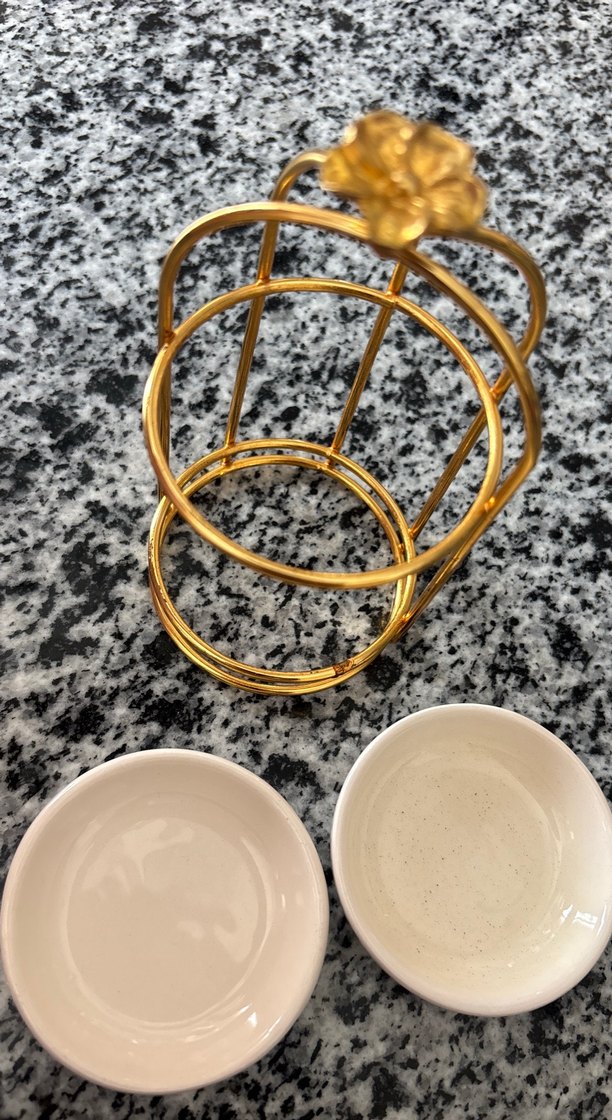 Altın Renkli İki Katlı Seramik Sunumluk - Görsel 2