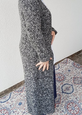 LC Waikiki Uzun Gri Örgü Kadın Hırka