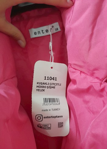 38 Beden Pembe Kemerli Kadın şişme Yelek