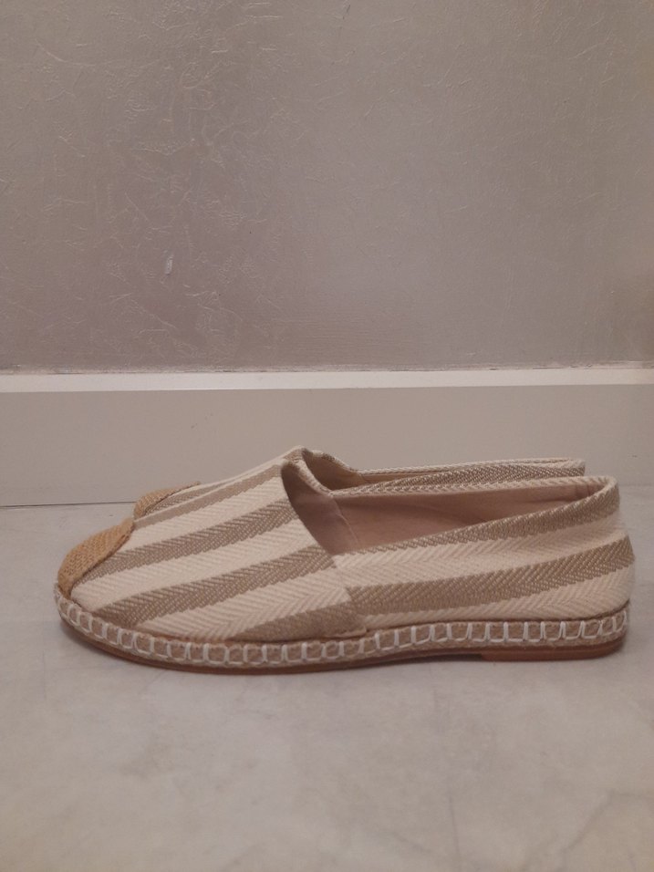 Bej Çizgili Kadın babet ayakkabı - Görsel 3