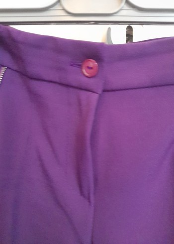 38 Beden Kadın Mor Regular Fit Kumaş Pantolon