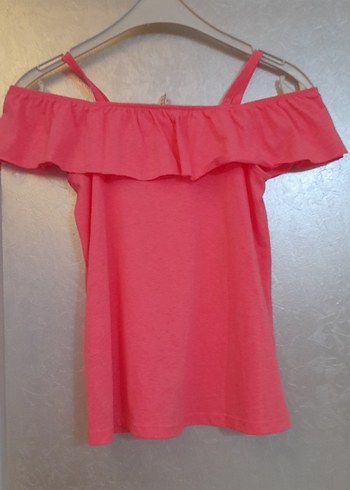 Pembe Fırfırlı Askılı Kız Bluzu