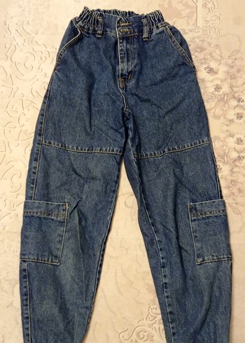 Kadın Koyu Mavi Bol Kesim Denim Pantolon - Görsel 2