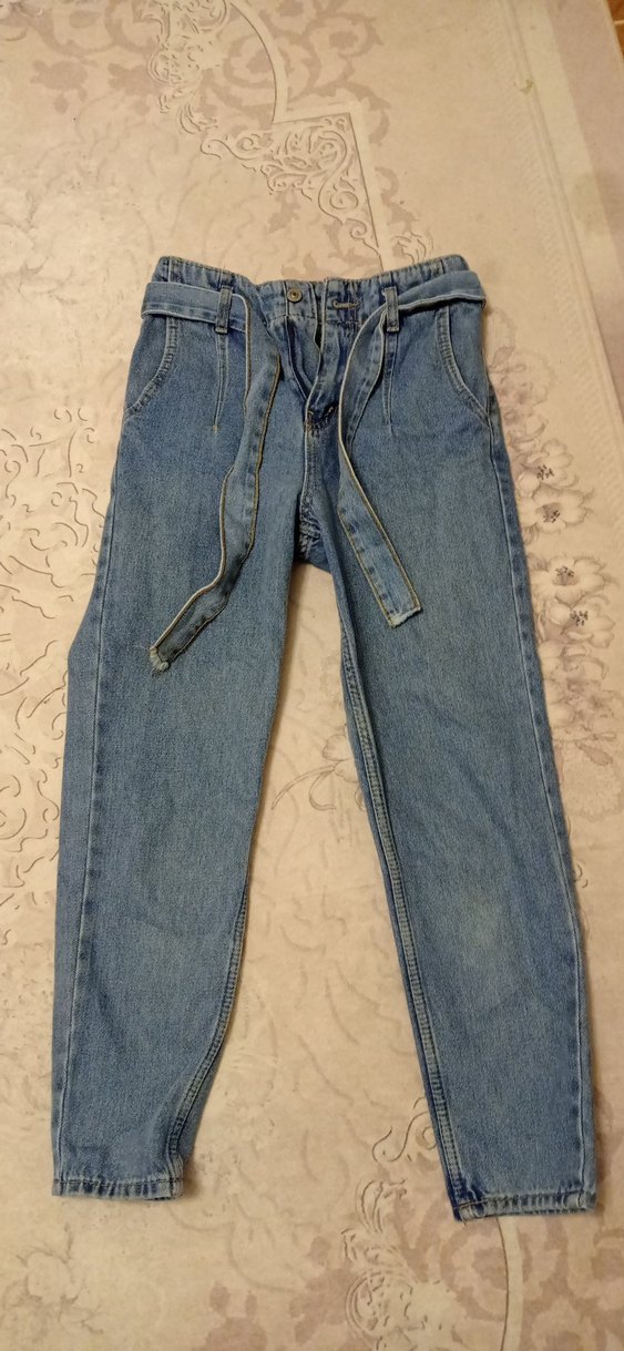Beli Kemerli Mavi Kadın Denim Pantolon - Görsel 2