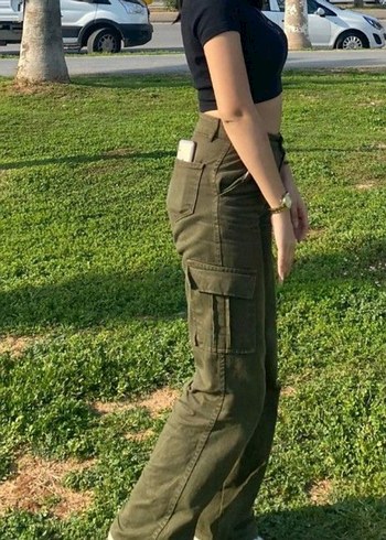 Haki Yeşili Kadın Kargo Pantolon - Görsel 4