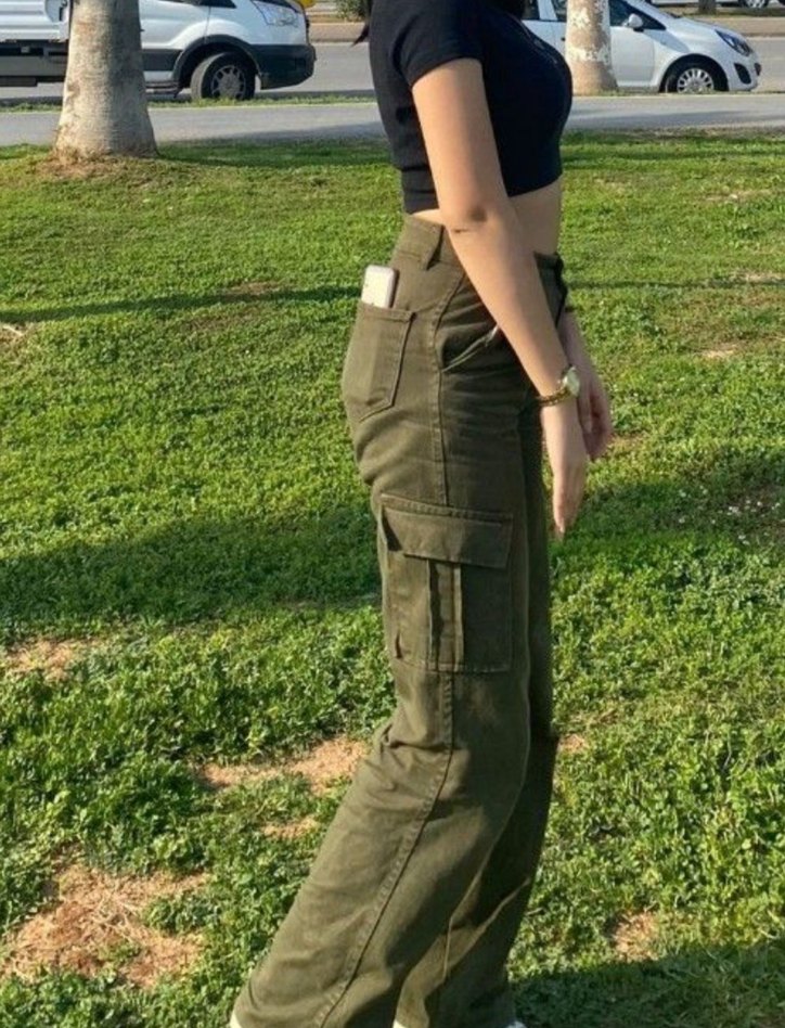 Haki Yeşili Kadın Kargo Pantolon - Görsel 4