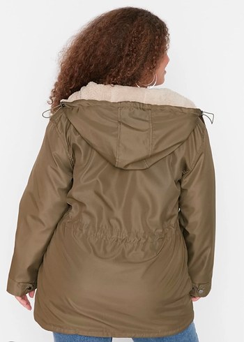 Haki Kürklü Kadın mont - Görsel 2