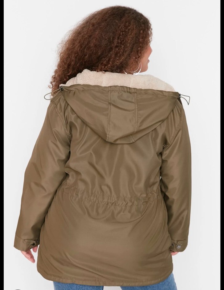 Haki Kürklü Kadın mont - Görsel 2