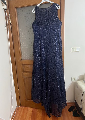 Parlak Lacivert Uzun Abiye Elbise - Görsel 2