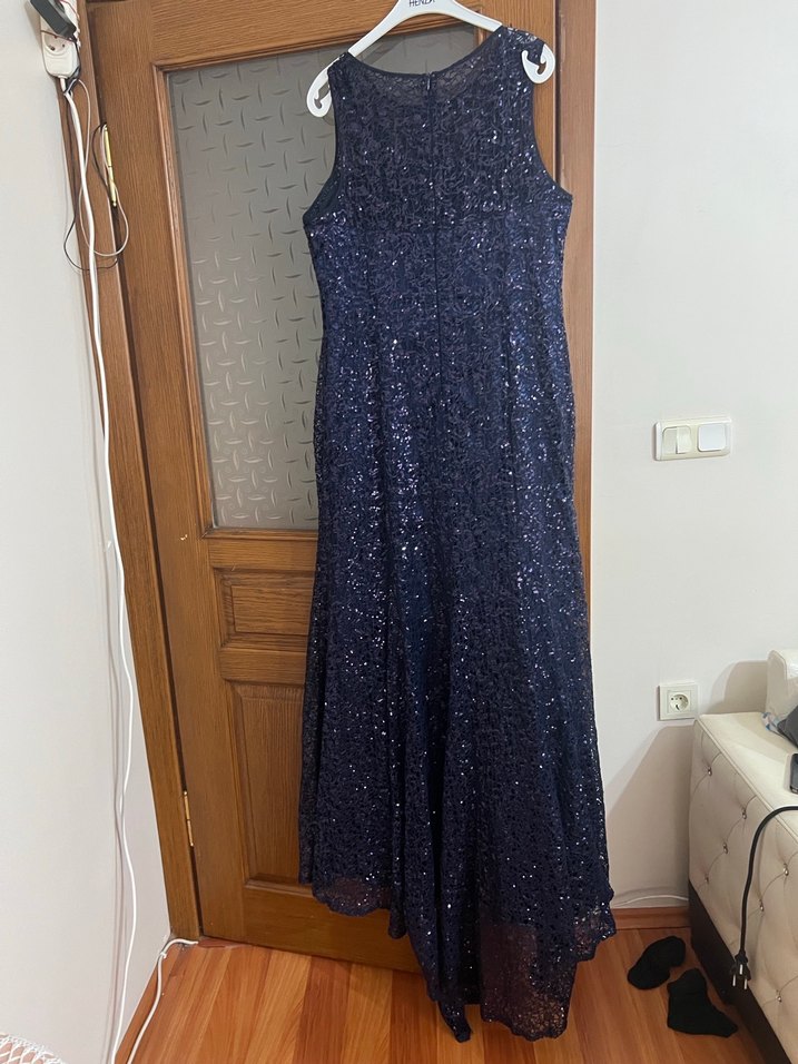 Parlak Lacivert Uzun Abiye Elbise - Görsel 2