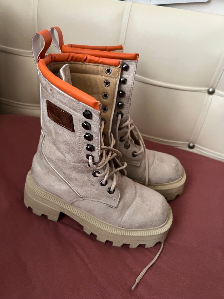 Bej Süet Kadın Günlük Dolgu Topuklu Bot - Görsel 2