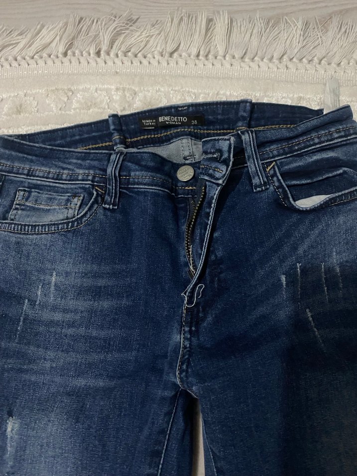 Kadın Mavi Denim Salaş Jean - Görsel 2