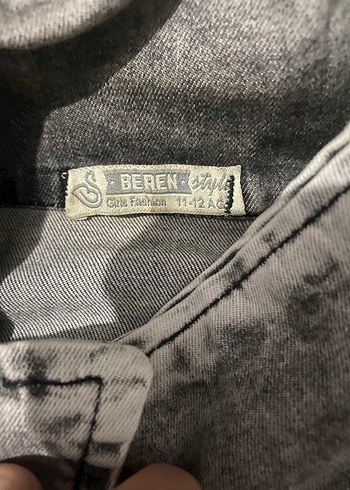 Gri Tie-Dye Düğmeli Denim Ceket - Görsel 3