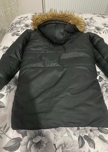 Kürklü Siyah Uzun kız çocuk Kışlık Mont - Görsel 2