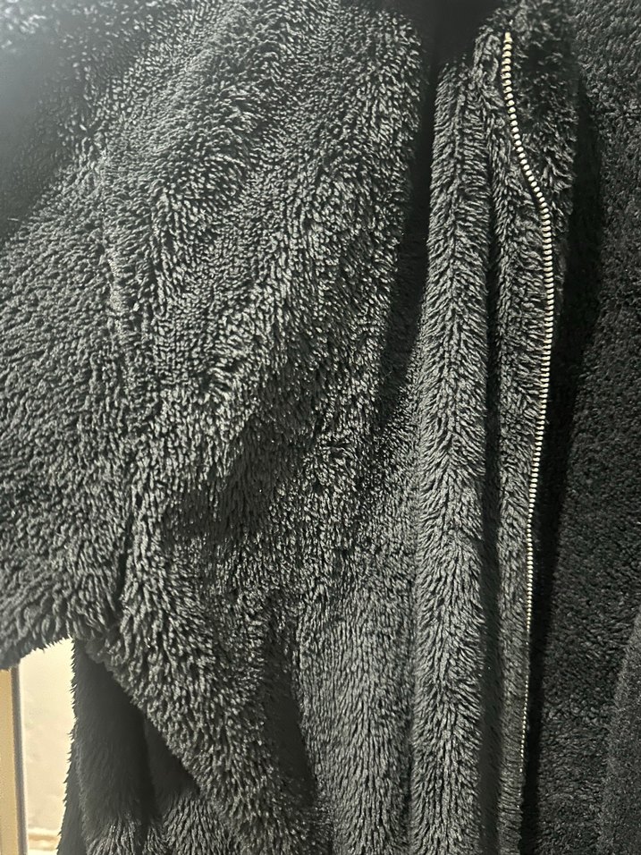 Kadın Siyah Midi Boy Peluş Ceket - Görsel 2