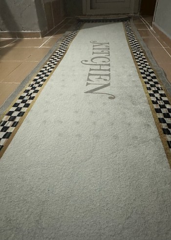 Modern Klasik Beyaz Gri Mutfak Halısı - Görsel 2