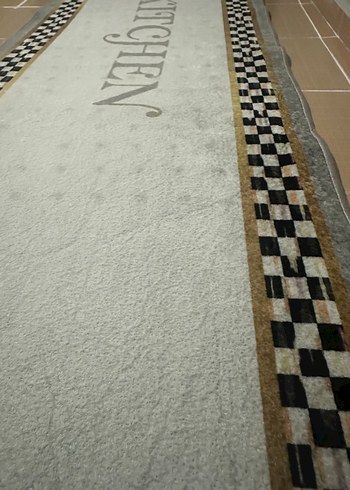 Modern Klasik Beyaz Gri Mutfak Halısı - Görsel 3