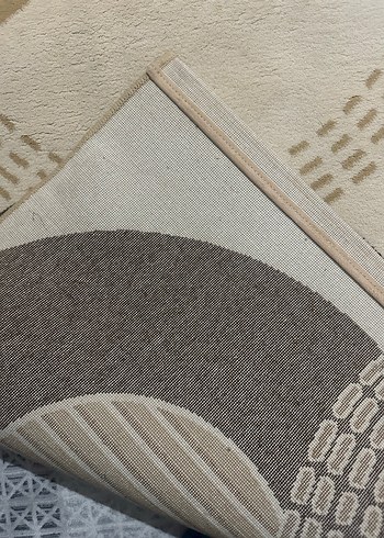 Bej ve Gri Soyut Desenli Yün halı - Görsel 3