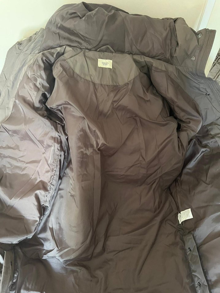 Gri Uzun Kadın Kışlık Mont - Görsel 4