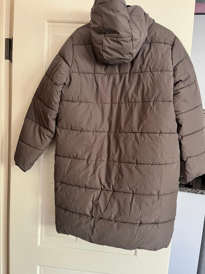 Gri Uzun Kadın Kışlık Mont - Görsel 2