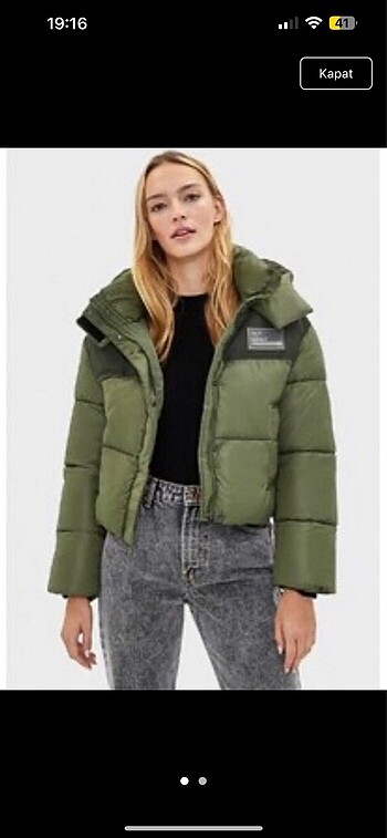 bershka yeşil mont