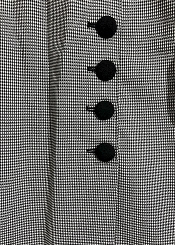 Düğmeli Ekose Desenli Gri Midi Hamile Eteği - Görsel 2