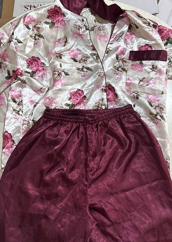 Bordo Vintage Bohem Kadın Pijama Takımı