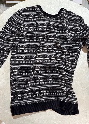 Desenli Siyah Kadın Triko Sweatshirt