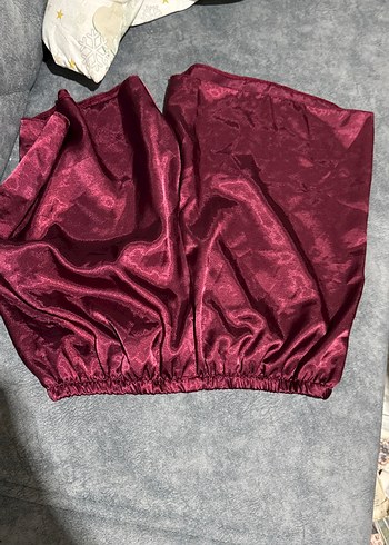 Bordo Parlak Mini Kadın Sabahlık