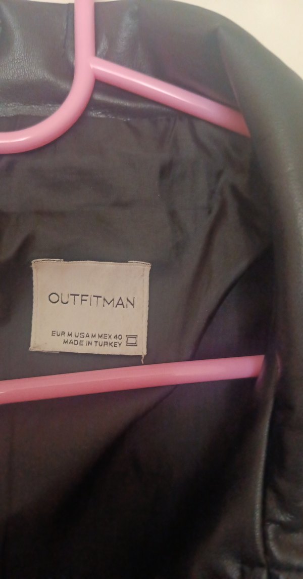 Düğmeli Siyah Deri Biker Ceket - Görsel 2