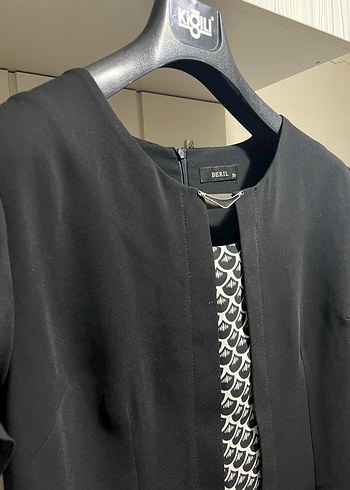 Siyah Midi Hamile Tunik, Kısa Kollu, Ofis Şıklığı - Görsel 3