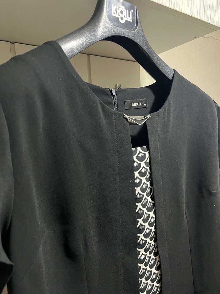 Siyah Midi Hamile Tunik, Kısa Kollu, Ofis Şıklığı - Görsel 3