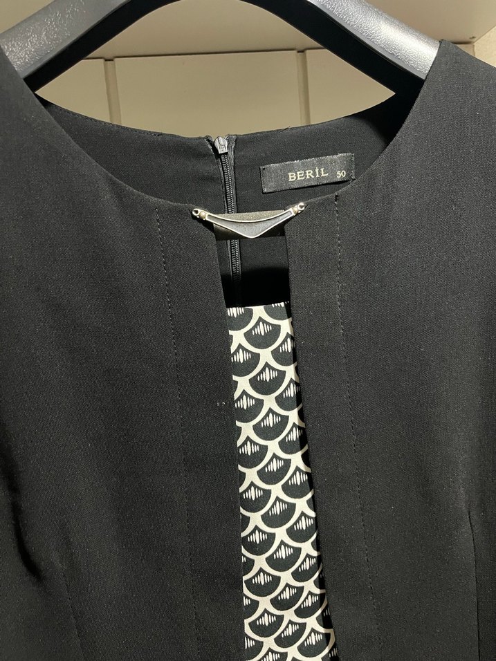 Siyah Midi Hamile Tunik, Kısa Kollu, Ofis Şıklığı - Görsel 4