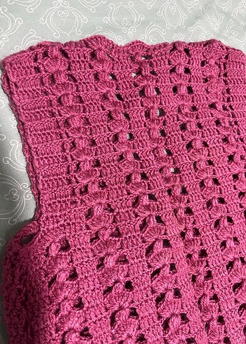 Pembe V Yaka Örgü çocuk  Yelek - Görsel 4