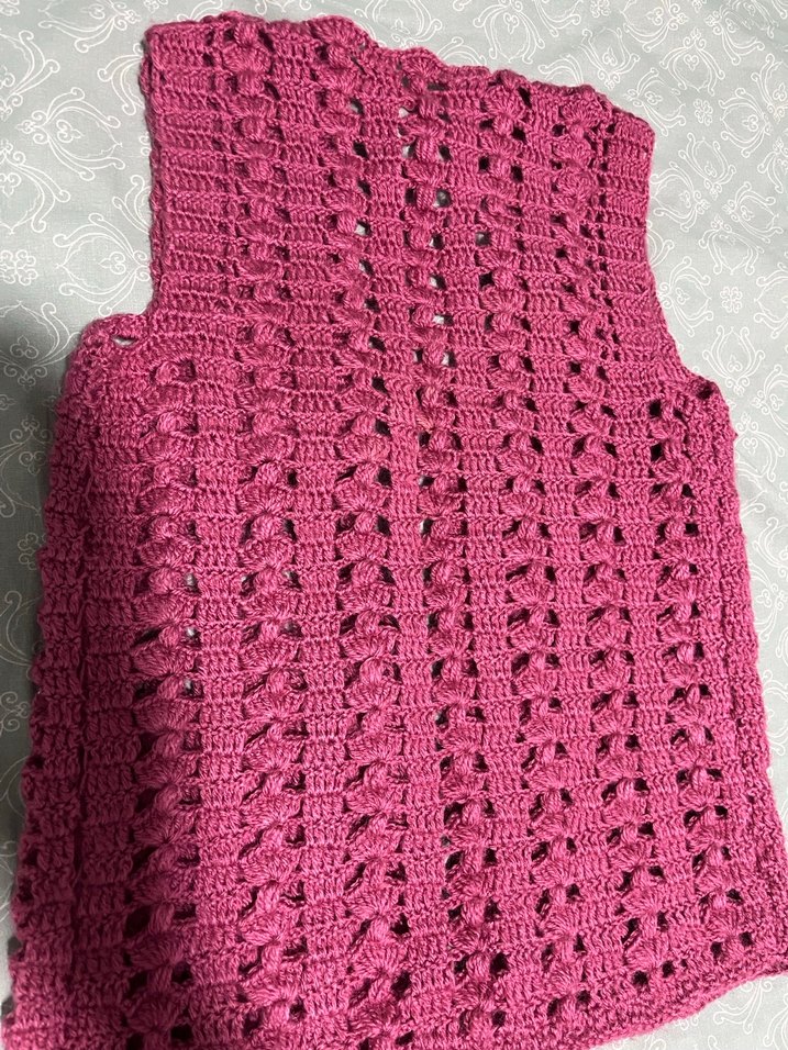 Pembe V Yaka Örgü çocuk  Yelek - Görsel 3