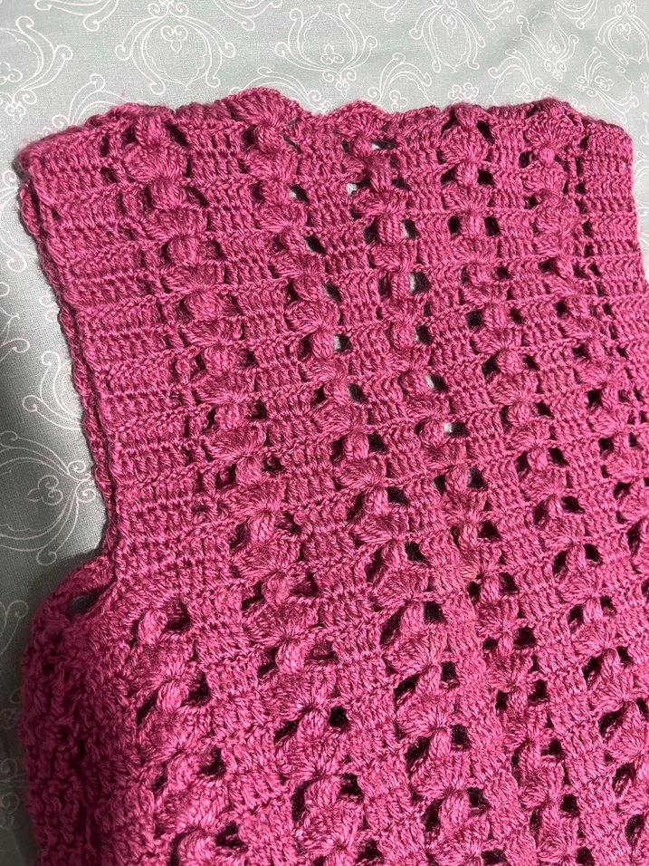 Pembe V Yaka Örgü çocuk  Yelek - Görsel 4