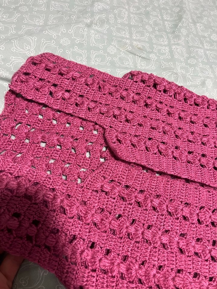 Pembe V Yaka Örgü çocuk  Yelek - Görsel 2