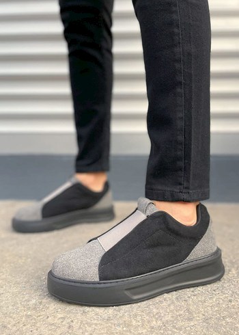 Gri Denim Kemerli Erkek Spor Ayakkabı