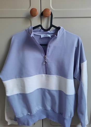 Mor Renkli Yarım Fermuarlı Kadın Sweatshirt