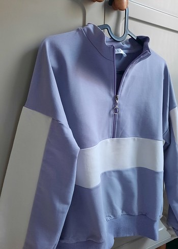 Diğer Mor Renkli Yarım Fermuarlı Kadın Sweatshirt