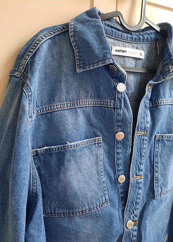 Koton Düğmeli Mavi Kadın Denim Ceket