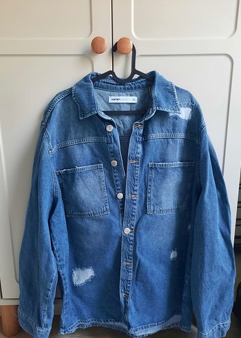 Düğmeli Mavi Kadın Denim Ceket