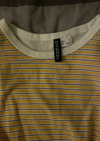 H&M vintage sarı cizgili Kadın Tişört