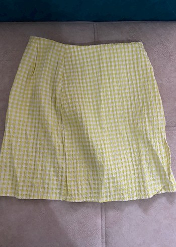 LC Waikiki Sarı Ekose Mini Kadın Elbise