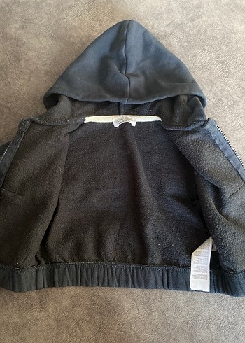 6-9 Ay Beden Kapüşonlu Fermuarlı Gri Çocuk Sweatshirt