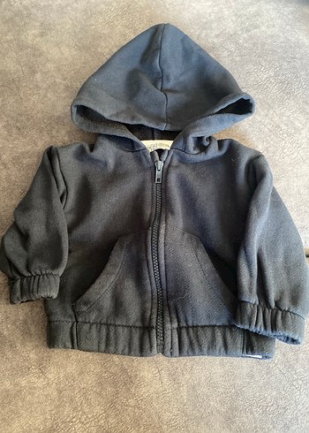 Kapüşonlu Fermuarlı Gri Çocuk Sweatshirt